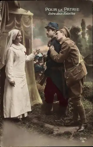 Ak Französischer und britischer Soldat mit Krankenschwester, Rotes Kreuz, I WK
