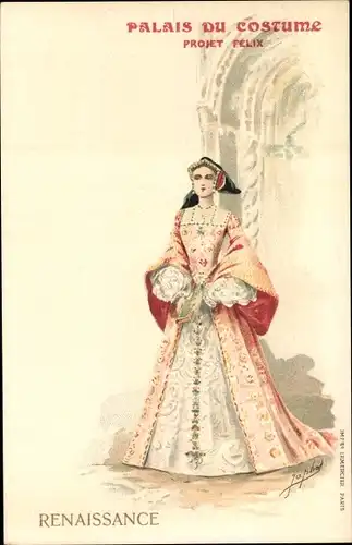 Künstler Litho Palais du Costume, Projet Felix, Renaissance, elegante Dame