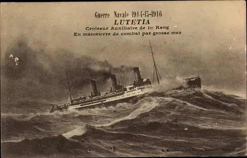 Ak Französisches Kriegsschiff Lutetia, Croiseur Auxiliaive de 1er Rang