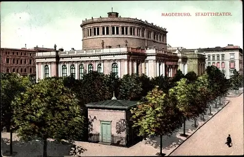 Ak Magdeburg, Stadttheater, Straße