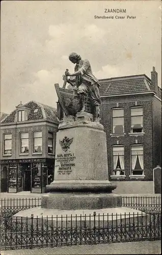 Ak Zaandam Zaanstad Nordholland, Standbeeld Czaar Peter