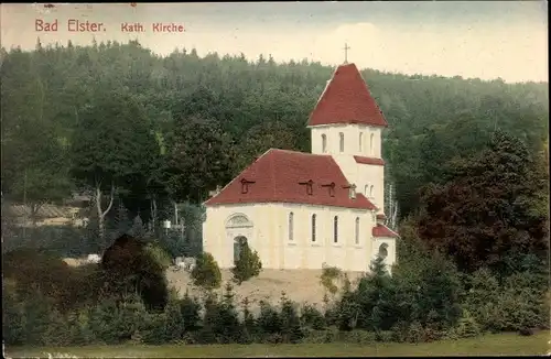 Ak Bad Elster im Vogtland, Kath. Kirche, Wald