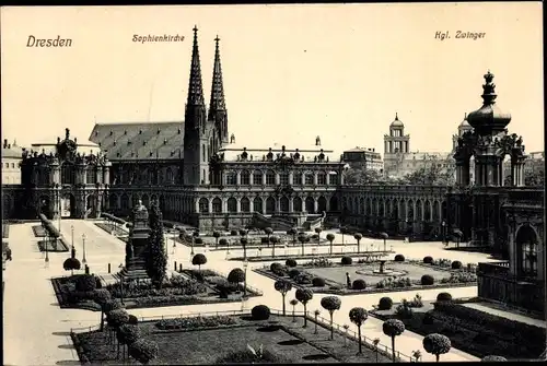 Ak Dresden, Sophienkirche, Kgl. Zwinger, Denkmal