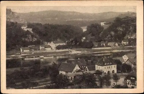 Ak Kurort Rathen im Elbsandsteingebirge, Blick auf den Ort