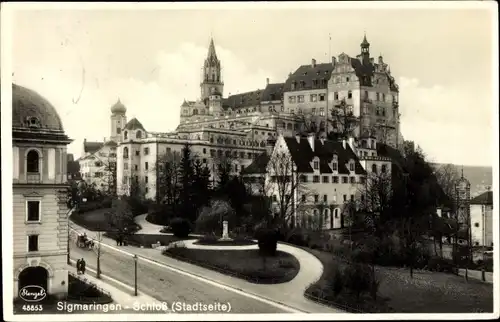 Ak Sigmaringen, Blick auf das Schloß von der Stadtseite