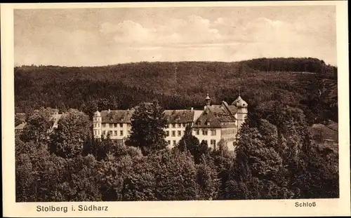 Ak Stolberg im Harz, Schloss, Sicht über Wald