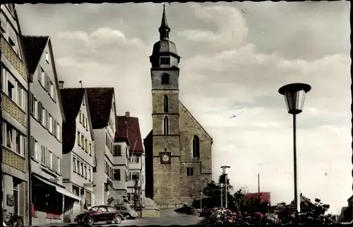Ak Böblingen in Württemberg, Blick auf die Kirche, Geschäfte, Brezelkäfer