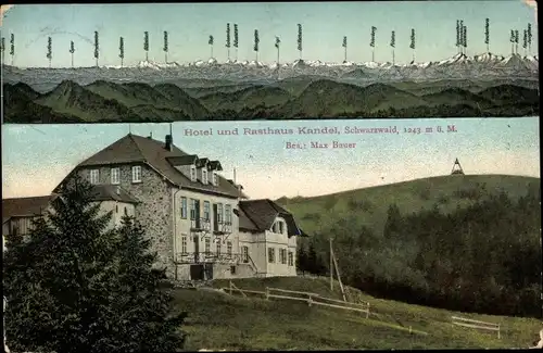 Ak Kandel Schwarzwald, Hotel und Rasthaus von Max Bauer, Gebirge