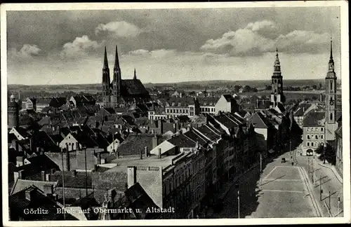 Ak Görlitz in der Lausitz, Blick auf Obermarkt und Altstadt, Kirchtürme