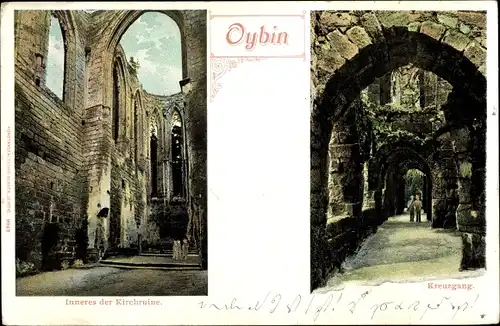 Ak Oybin in der Oberlausitz, Kreuzgang, Inneres der Kirchenruine