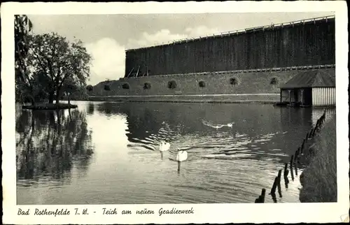 Ak Bad Rothenfelde am Teutoburger Wald, Teich am neuen Gradierwerk, Schwäne