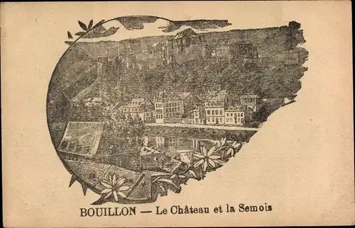 Litho Bouillon Wallonien Luxemburg, Le Chateau et la Semois