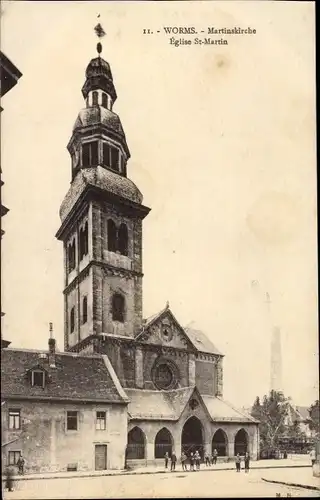 Ak Worms am Rhein, Martinskirche, Außenansicht