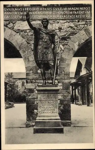 Ak Bad Homburg vor der Höhe Hessen, Römerkastell Kastell Saalburg, Statue Kaiser Antonius Pius