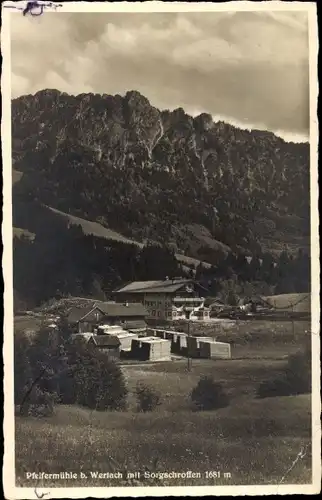 Ak Wertach im Allgäu, Pfeifermühle, Panorama mit Sorgschroffen 1651 m