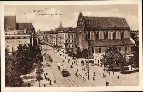 Ak Wrocław Breslau Schlesien, Schweidnitzer Straße,