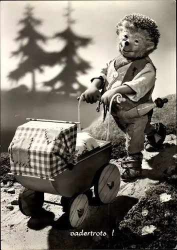 Ak Mecki der Igel mit Kinderwagen, vadertrots