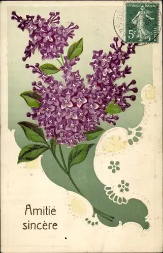 Präge Ak Amitie sincere, Blumenstrauß