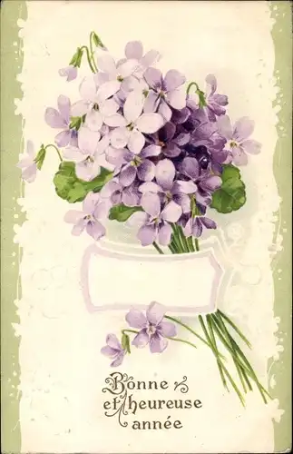 Präge Ak Glückwunsch Neujahr, Blumenstrauß