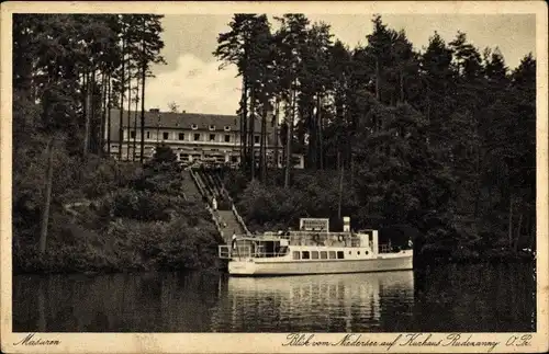 Ak Masuren Ostpreußen, Blick vom Niedersee auf Kurhaus Rudezanny