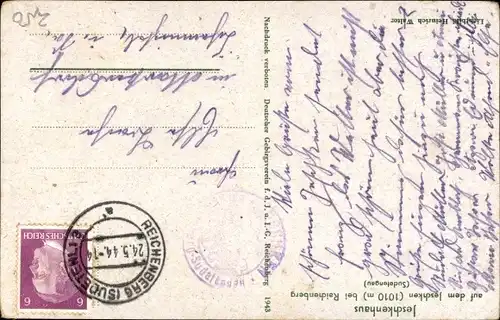 Ak Ještěd Jeschken Region Reichenberg, Jeschkenhaus auf dem Jeschken