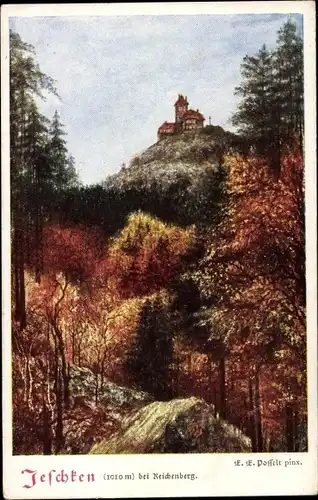 Künstler Ak Posselt, E. E., Ještěd Jeschken Region Reichenberg, Herbst