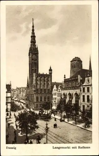 Ak Gdańsk Danzig, Langemarkt, Rathaus