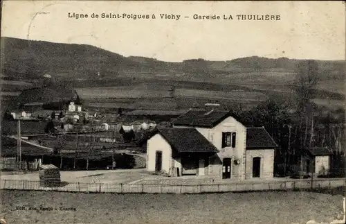 Ak Aubagne Bouches du Rhone, Gare de La Thuiliere, Ligne de Saint Polgues à Vichy