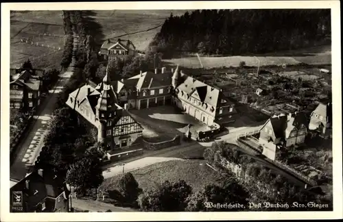 Ak Burbach im Siegerland, Fliegeraufnahme, Wasserscheide