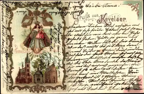 Litho Kevelaer am Niederrhein, Wallfahrtsort, Consolatrix ora pro nobis, Engel