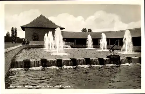 Ak Hannover in Niedersachsen, Wasserspiele am Maschsee Pumpwerk