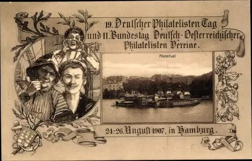 Ganzsachen Ak Hamburg Mitte Sankt Georg, Alsterlust, 19. Dt. Philatelistentag 1907