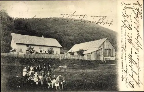 Ak Demling Großmehring in Oberbayern, Gasthaus, Festgesellschaft