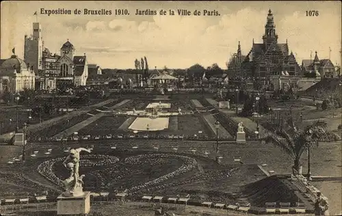 Ak Bruxelles Brüssel, Exposistion de Bruxelles 1910, Jardins de la Ville de Paris