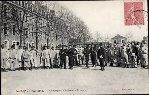 Ak 66e Regiment d'Infanterie, 9e Compagnie, la lecture du rapport