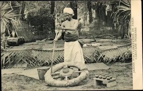 Ak Paris XVI, Jardin d'Acclimatation, Caravane Indienne, Inder, Völkerschau