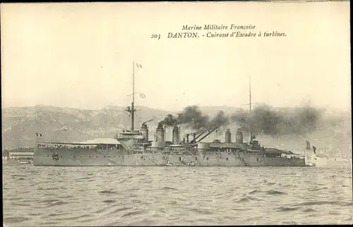 Ak Französisches Kriegsschiff Danton, Cuirasse d'Escadre a turbines