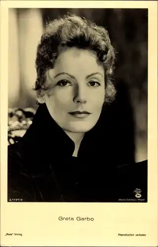 Ak Schauspielerin Greta Garbo, Portrait