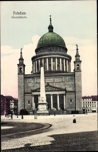 Ak Potsdam, Nicolaikirche, Außenansicht, Obelisk