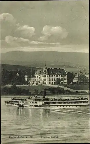 Ak Geisenheim am Rhein, Ursulinen Institut, Dampfer