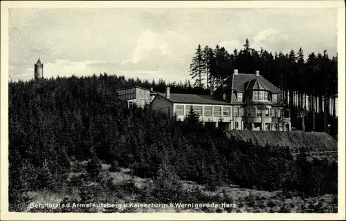 Ak Wernigerode am Harz, Armeleuteberg, Berghotel, Kaiserturm