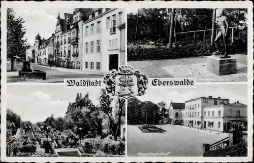 Ak Eberswalde, Hauptbahnhof, Rathaus, Bismarcktreppe