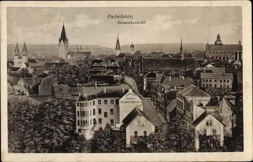 Ak Paderborn in Westfalen, Café Palais, Konditorei Heinrich Becker, Teilansicht der Stadt