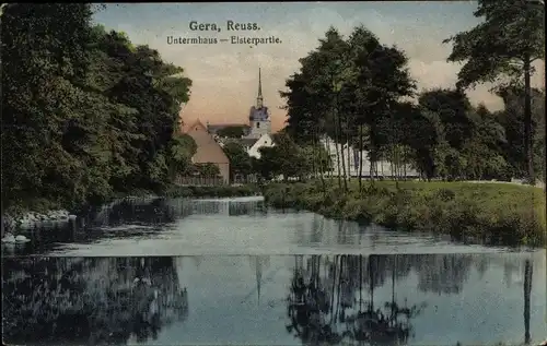 Ak Untermhaus Gera in Thüringen, Elsterpartie, Kirche