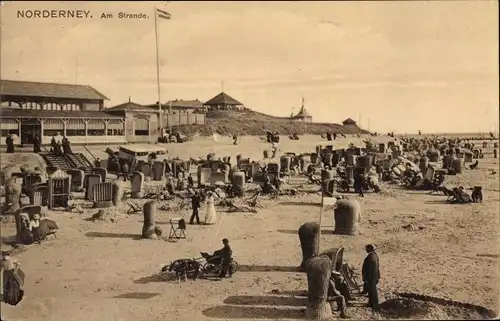 Ak Nordseebad Norderney Ostfriesland, Am Strand, Badegäste, Strandkörbe
