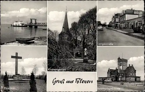 Ak Blexen Nordenham im Oldenburger Land, Fähre, Kirche, Langestraße, Bahnhof