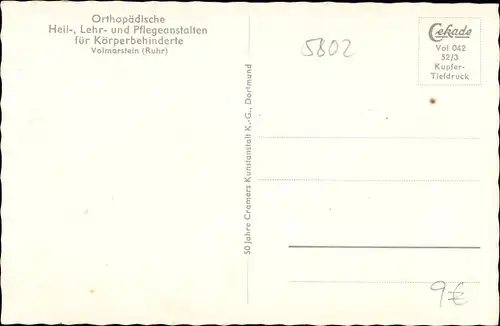 Ak Volmarstein Wetter an der Ruhr, Orthopädische Heil-, Lehr- u. Pflegeanstalten f. Körperbehinderte