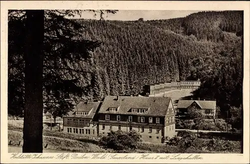 Ak Wald Brilon im Sauerland, Heilstätte Johannes-Stift, Haus II mit Liegehallen, Panorama