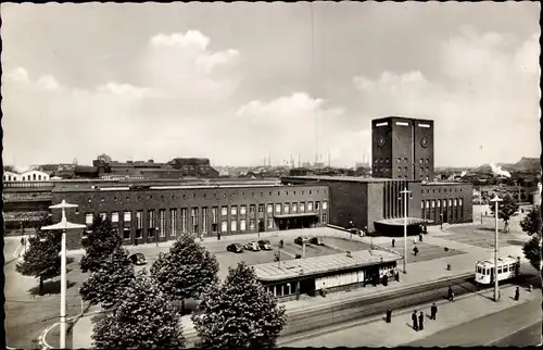 Ak Oberhausen im Ruhrgebiet, Hauptbahnhof, Straßenbahn