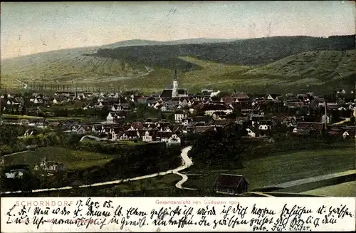 Ak Schorndorf in Württemberg, Gesamtansicht von Südosten 1904